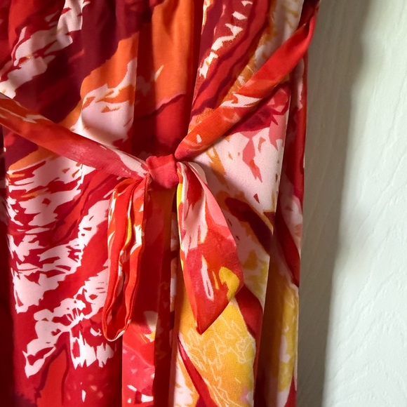 Addressing Women Vibrant Red and Yellow Women's Midi Dress - Picture 2 of 8